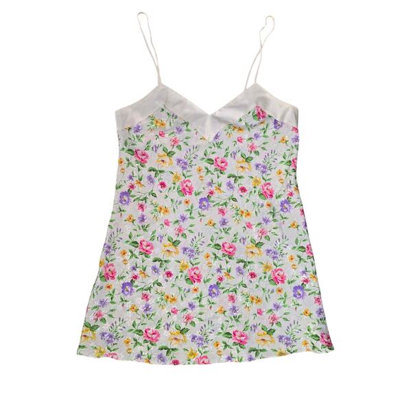 VTG CACIQUE Slip Dress Medium White Floral Boho Coquette Fairy Whimsy Cottage - Picture 1 of 10